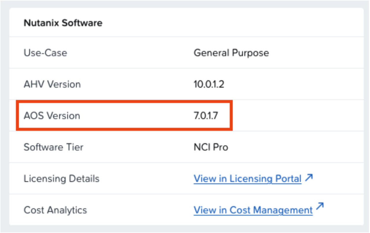 Figure 1: Showing the AOS Version