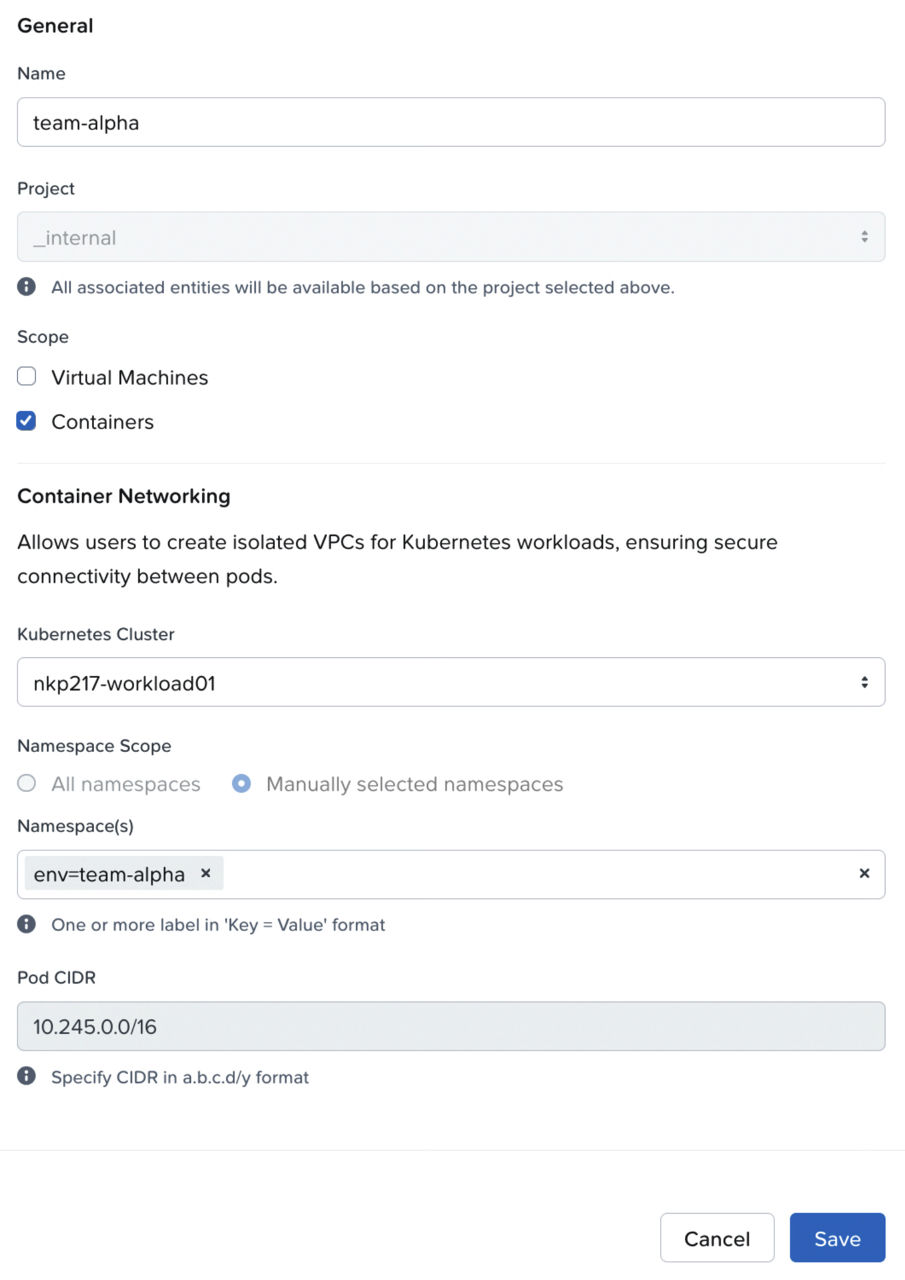 Fig 02. Create a container VPC