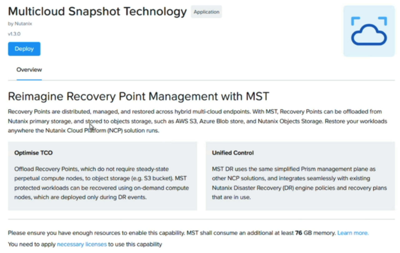 Figure 2 - On-demand deployment of MST from Prism Central.