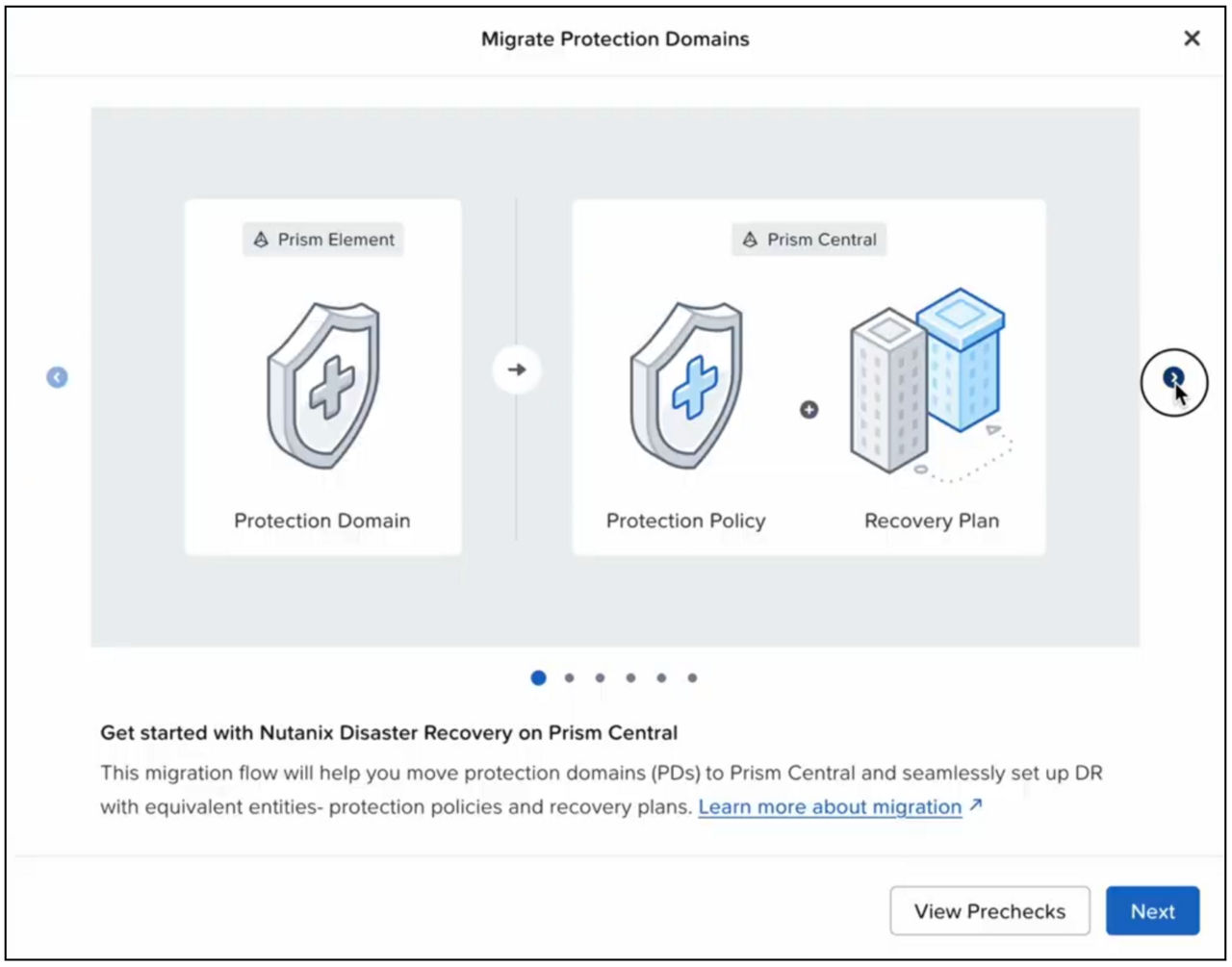 Protection Domain to Entity Centric UI available on PC UI v7.6 and later
