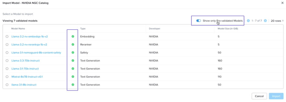 Graphic to represent You can easily switch between both by toggling the ‘Show only Pre-validated Models’ switch
