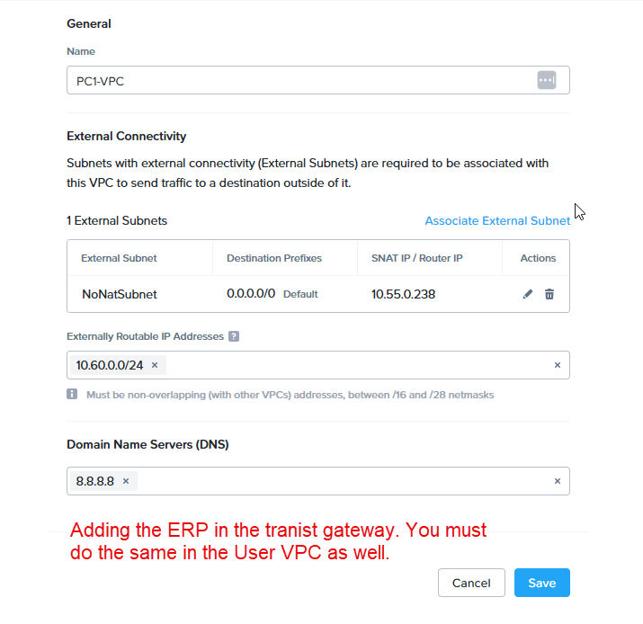 Externally routable prefix configuration