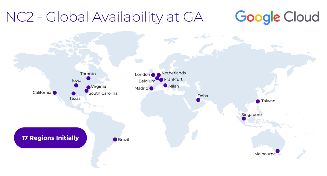 NC2 on Google Cloud locations