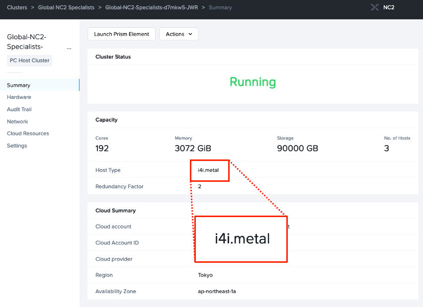 Screenshot showing nodes have been migrated to i4i.metal