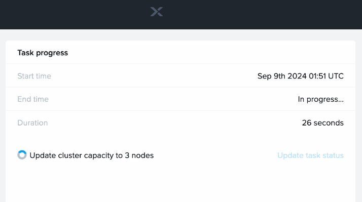 Screenshot of upgrade status showing 26 seconds left