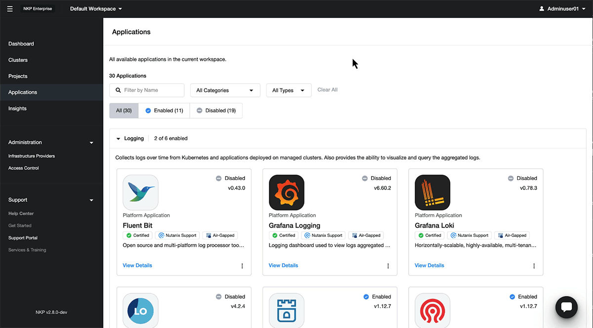 D2iQ Kubernetes 플랫폼 엔터프라이즈 관리 클러스터