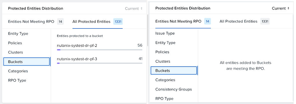 Protection Entities Distribution widget
