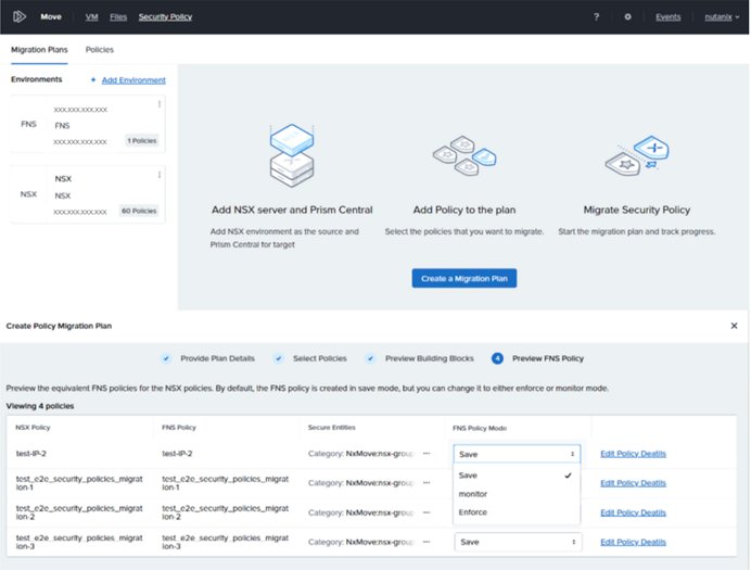 Nutanix Move: Capturas de tela do Move 6.0 com recursos avançados de rede.